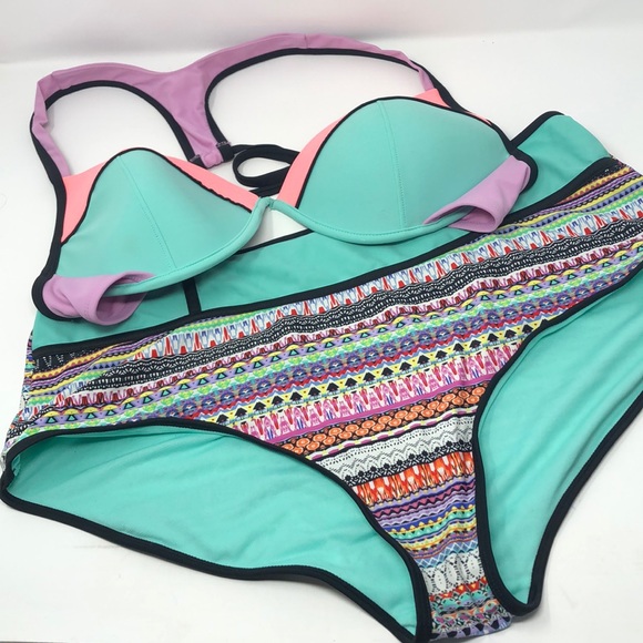 Xhilaration Other - Xiliration Two Piece Coral and Teal/ Pink Bikini